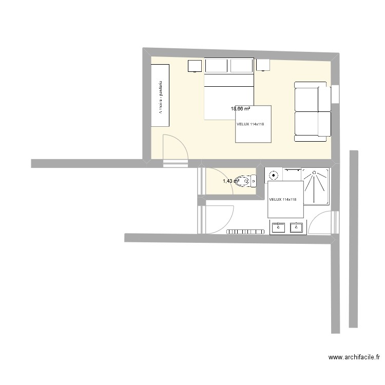 ¨Pièce Maison Bleue. Plan de 0 pièce et 0 m2