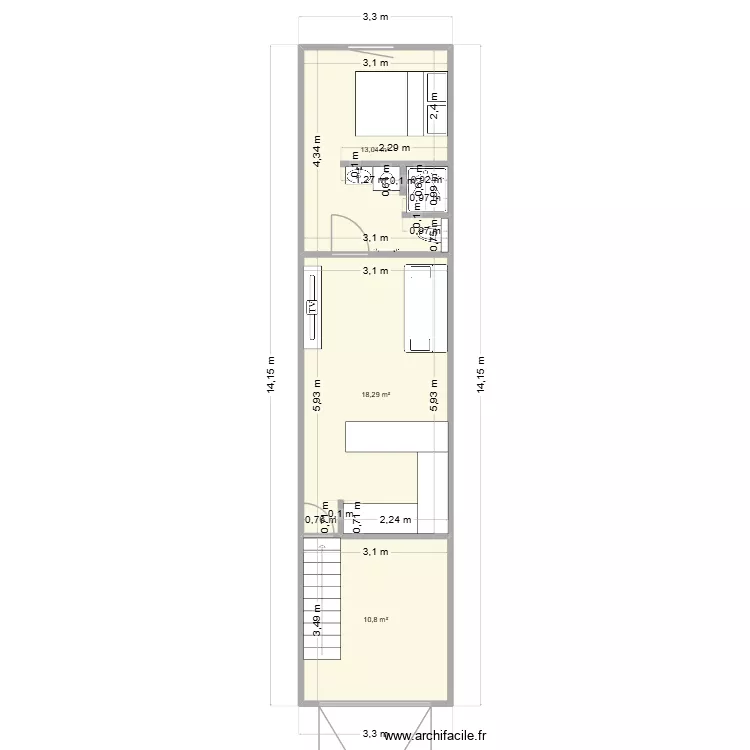 Apartemment Luttange F2 V1. Plan de 3 et 42 m² Apartemment Luttange F2 V1. Plan de 3 et 42 m²