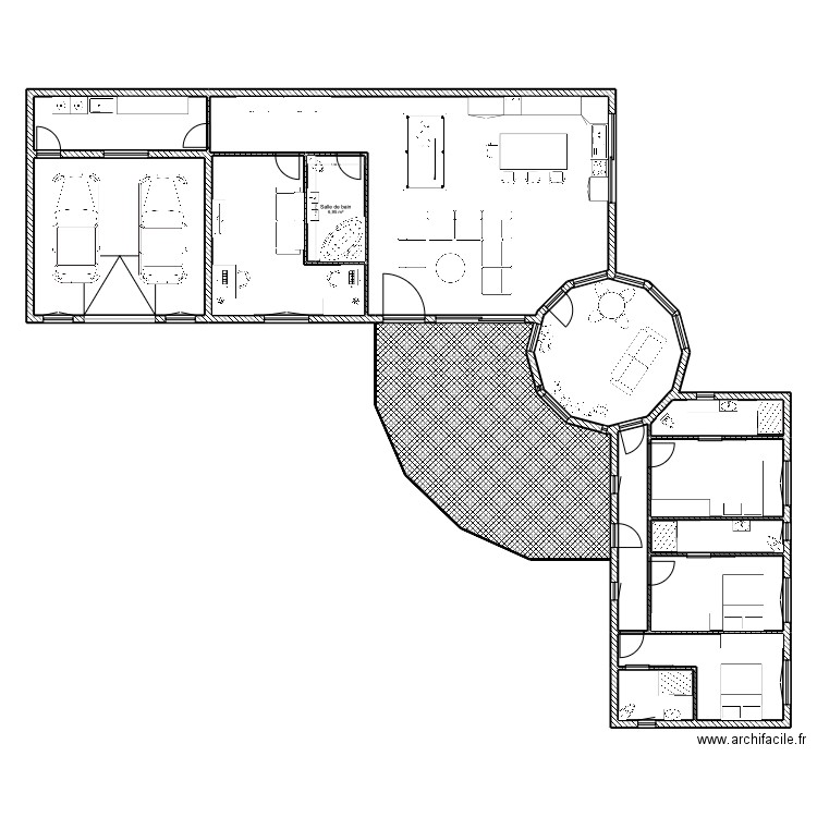 coloc 2. Plan de 14 pièces et 255 m2