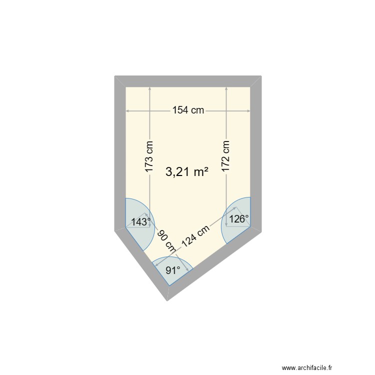 SDB. Plan de 1 pièce et 3 m2