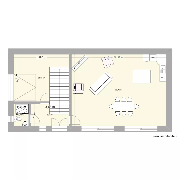 projet1. Plan de 4  et 87 m²