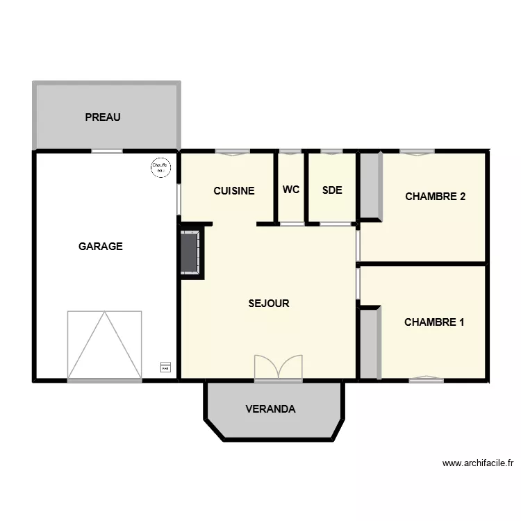 PERRAIS RDC. Plan de 9  et 72 m²
