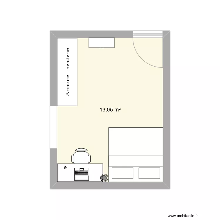 chambre baptiste. Plan de 1  et 13 m²