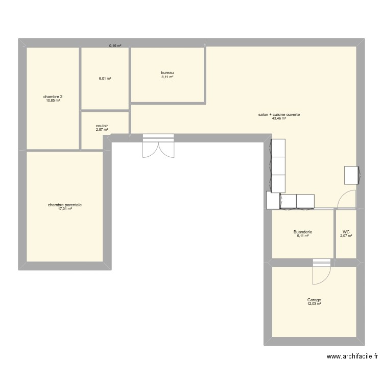 projet 2. Plan de 10 pièces et 109 m2