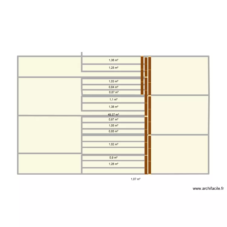 terrasse. Plan de 15  et 67 m²