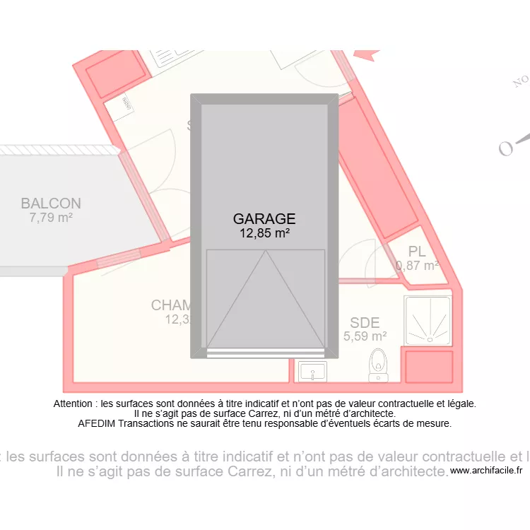 BI 32879. Plan de 10 pièces et 63 m²