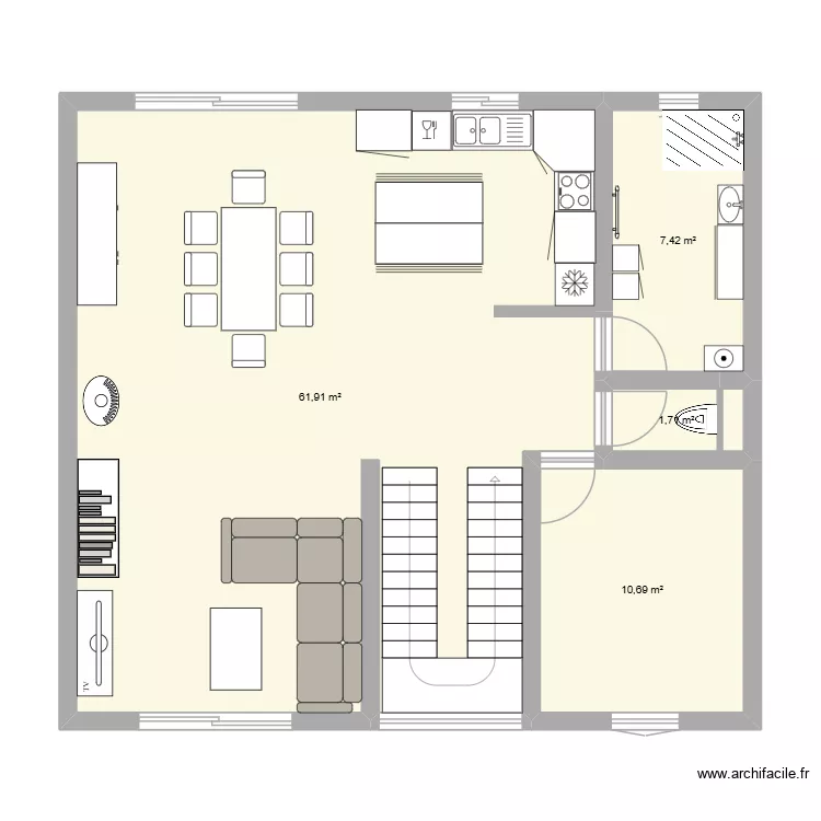 Maison Equeurdreville Test1. Plan de 4 Pièces et 82 m²