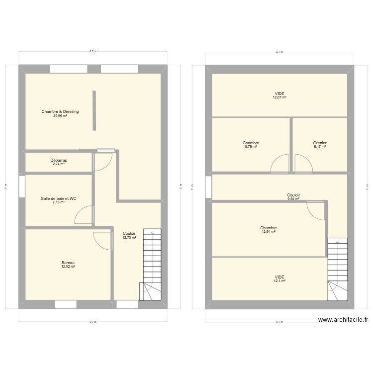 E1-1. Plan de 11 pièces et 122 m2