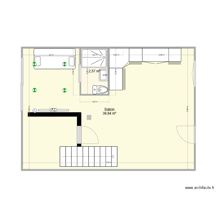 amenagement garage 2. Plan de 2 pièces et 43 m2
