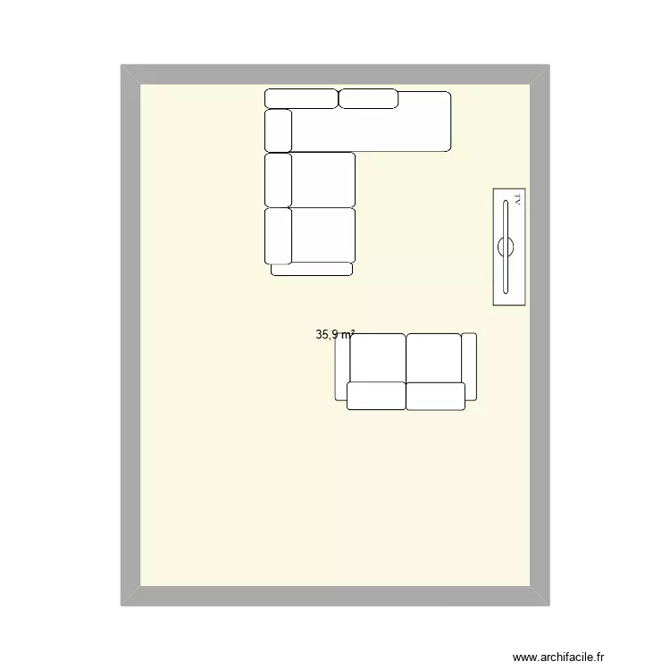 salon 3. Plan de 1  et 36 m²