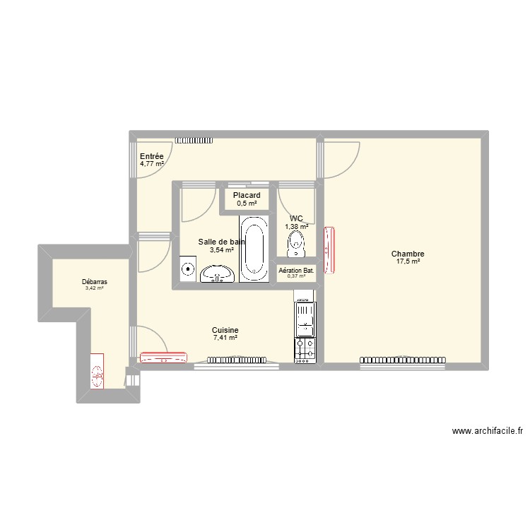 appt roux soignat 2. Plan de 8 pièces et 39 m2