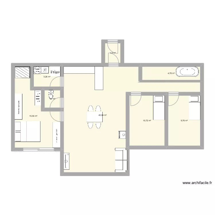 Plan 3 89m2. Plan de 8  et 93 m²