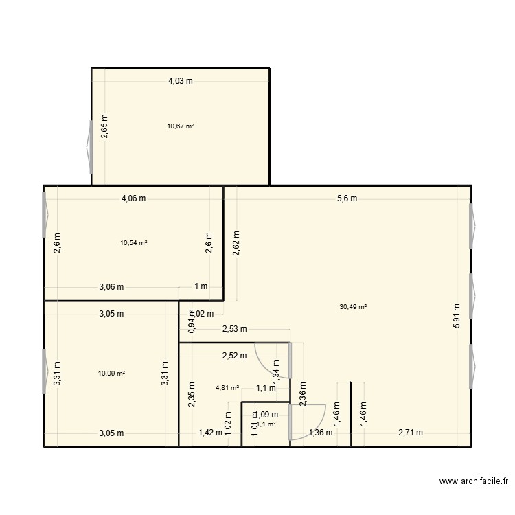 PLAN 1. Plan de 6 pièces et 68 m2