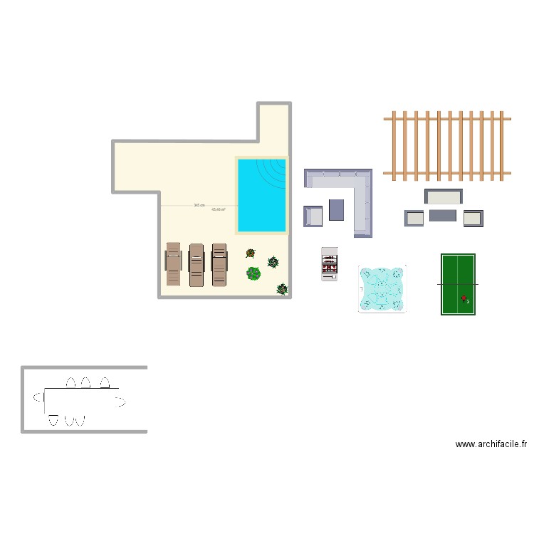 Terrasse Desnouettes. Plan de 1 pièce et 45 m2