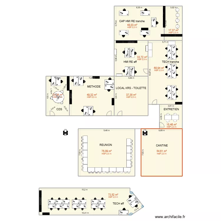 BH fini avec surface. Plan de 11  et 491 m²