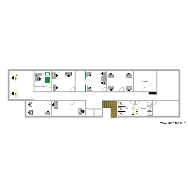 plan. Plan de 11 pièces et 48 m2