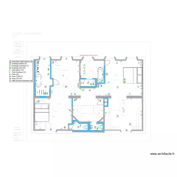 ECLAIRAGE 1ER. Plan de 1  et 0 m²