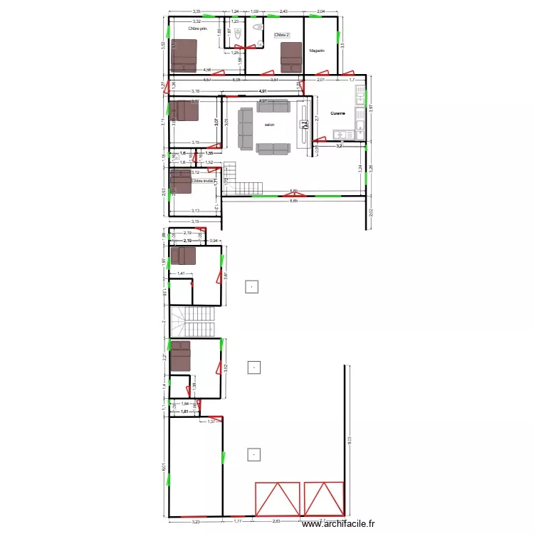 plan maison JM Kouss. Plan de 14 Pièces et 136 m² plan maison JM Kouss. Plan de 14 Pièces et 136 m²