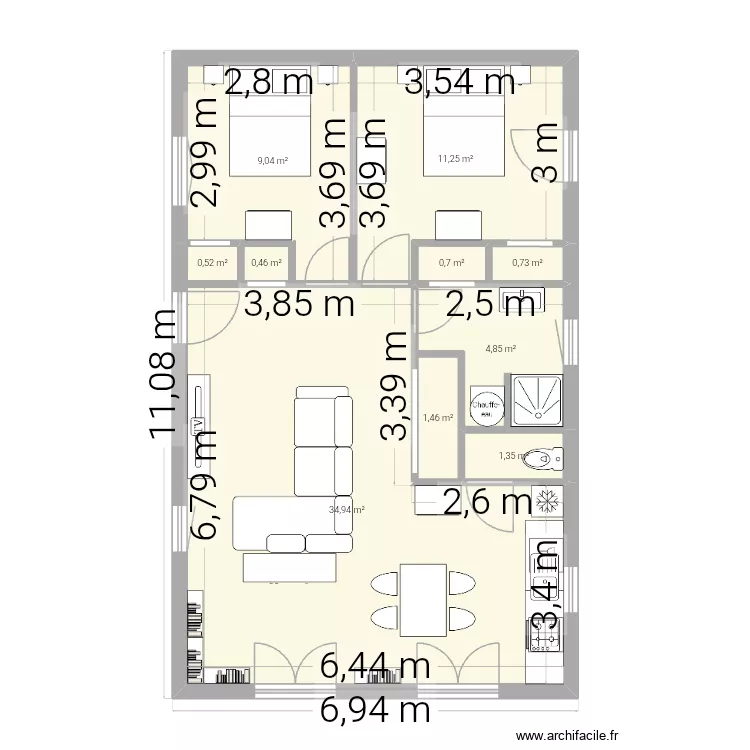 TORDUE65m2. Plan de 10  et 65 m²