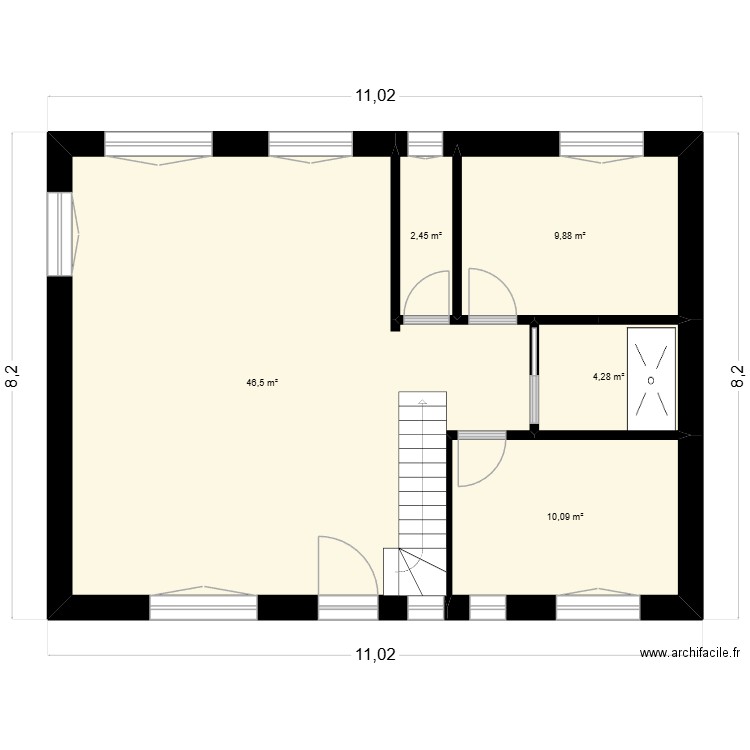 RDC ANTHONY. Plan de 5 pièces et 73 m2