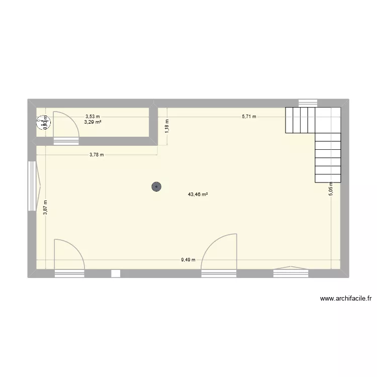 re de chauss&eacute; maison 1. Plan de 2 pièces et 47 m²