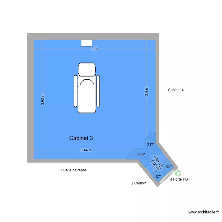 50458 Cabinet 3. Plan de 1  et 16 m²