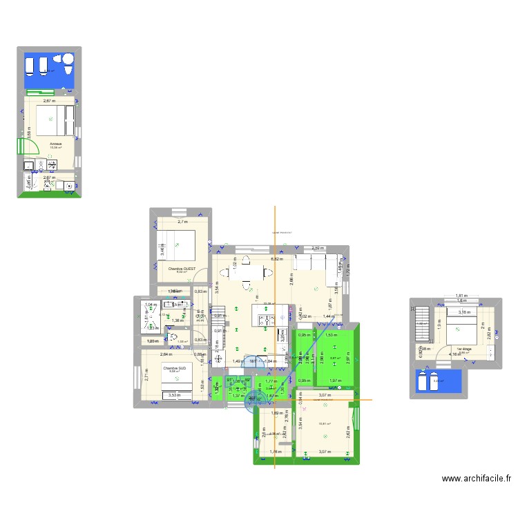 Maison PTZ extension 3.1 GAINE ELECTRIQUE. Plan de 22 pièces et 123 m2