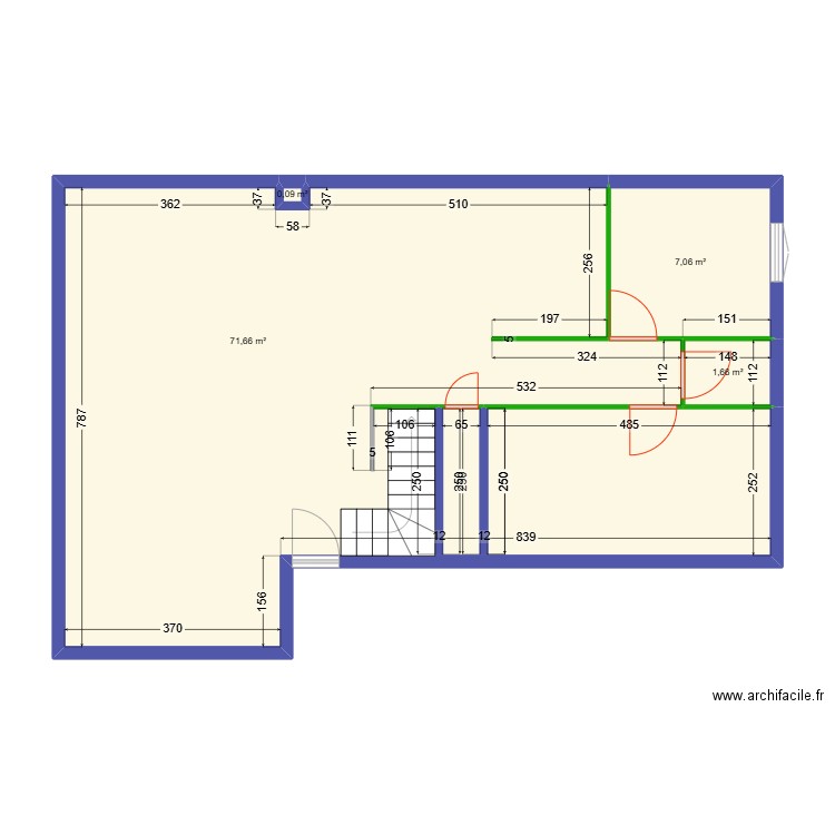 Maison. Plan de 4 pièces et 80 m2