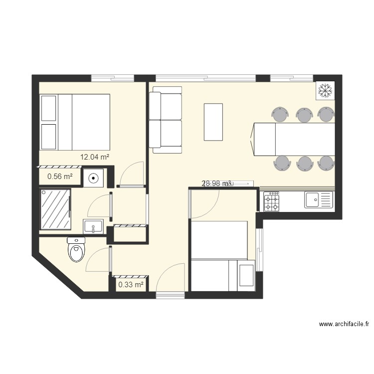 bene 7. Plan de 4 pièces et 42 m2