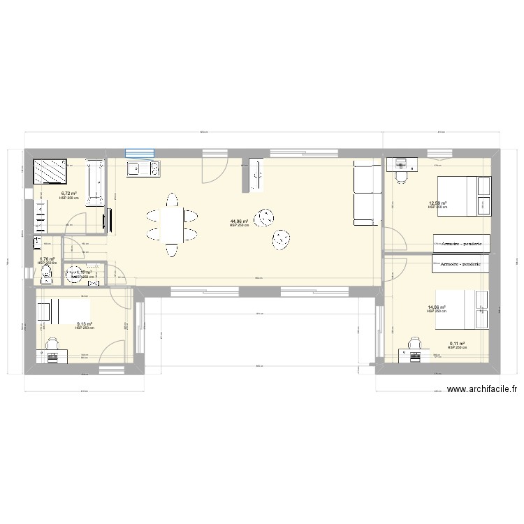 Vergné 2024 06 17 V5. Plan de 8 pièces et 90 m2