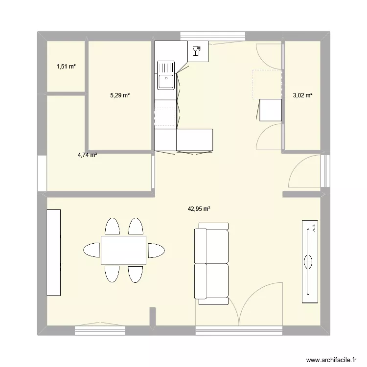 cuisine + salon. Plan de cuisine + salon. Plan de