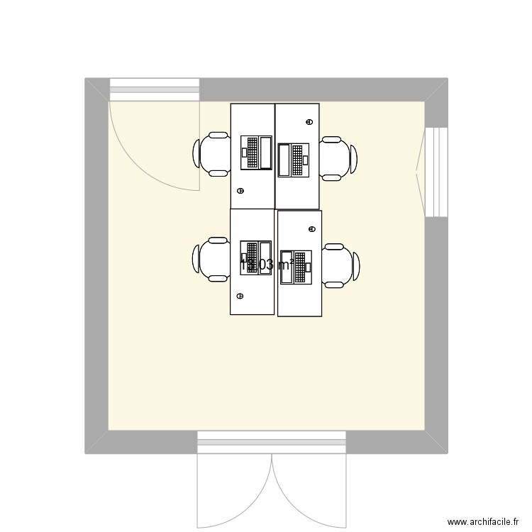 Referenceuse. Plan de 1 pièce et 13 m2