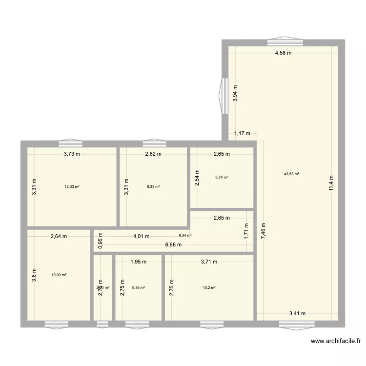 JEFF - Projet V1. Plan de 9  et 108 m²