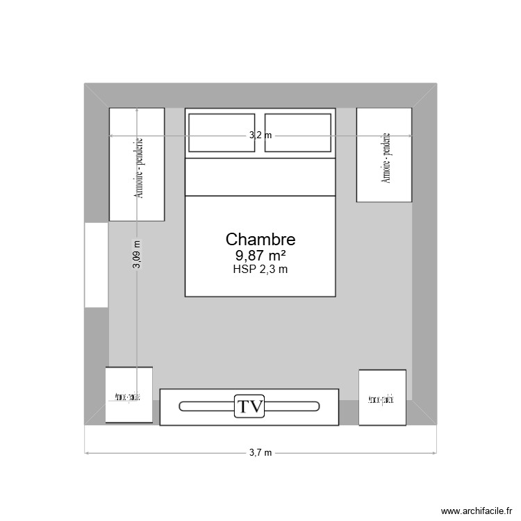 chambre. Plan de 0 pièce et 0 m2