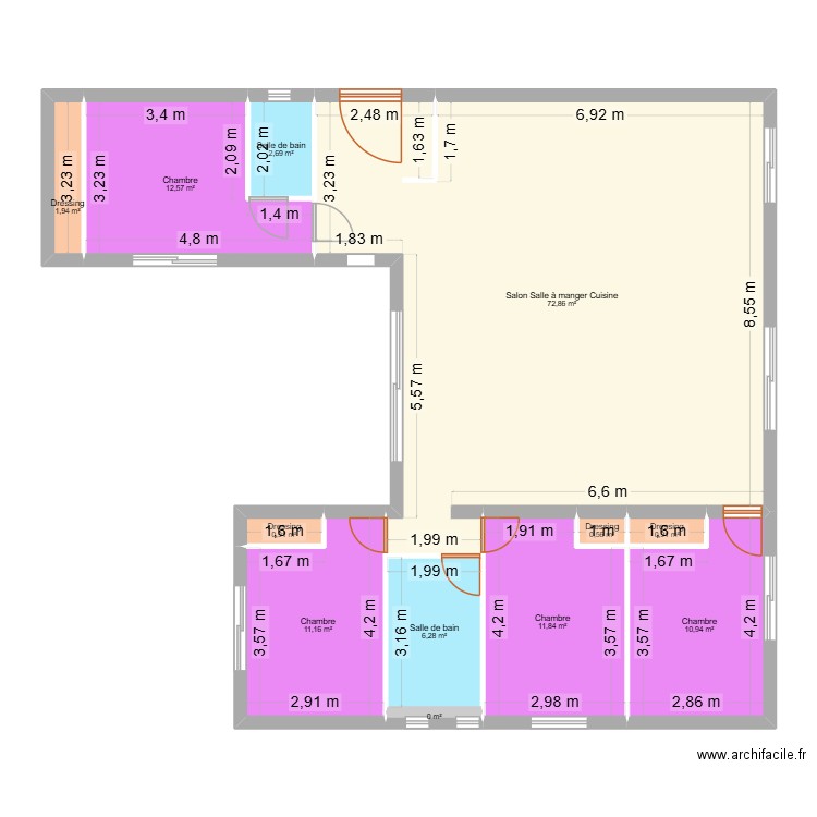 Maison Malataverne. Plan de 12 pièces et 133 m2