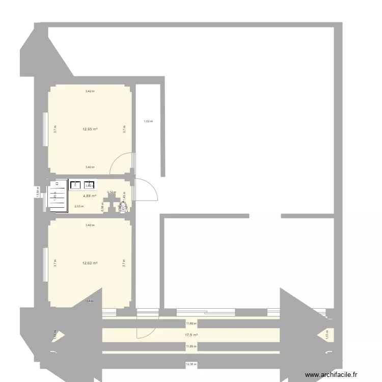 GG Ground floor. Plan de 4 pièces et 48 m²