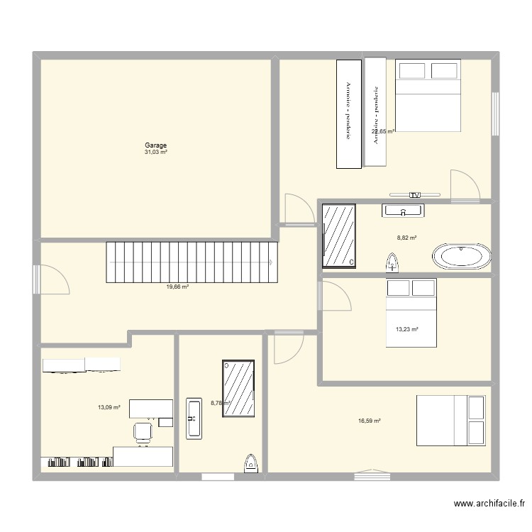 Version Memet 2. Plan de 8 pièces et 134 m2