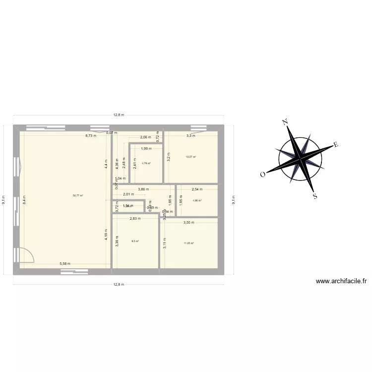 maison avec modif c. Plan de 7  et 99 m²