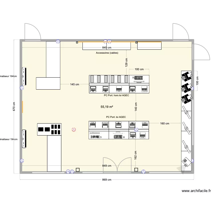 Ordidocaz V2. Plan de 1  et 55 m²