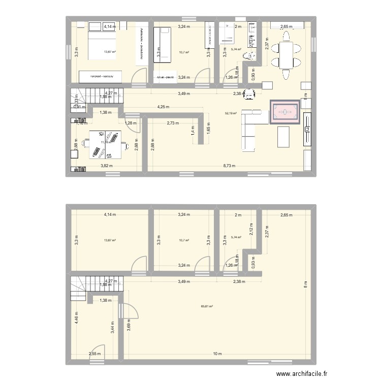 Changement chambre. Plan de 9 pièces et 190 m2