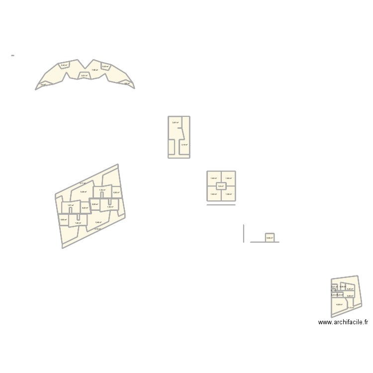 Island. Plan de 35 pièces et 58 m2