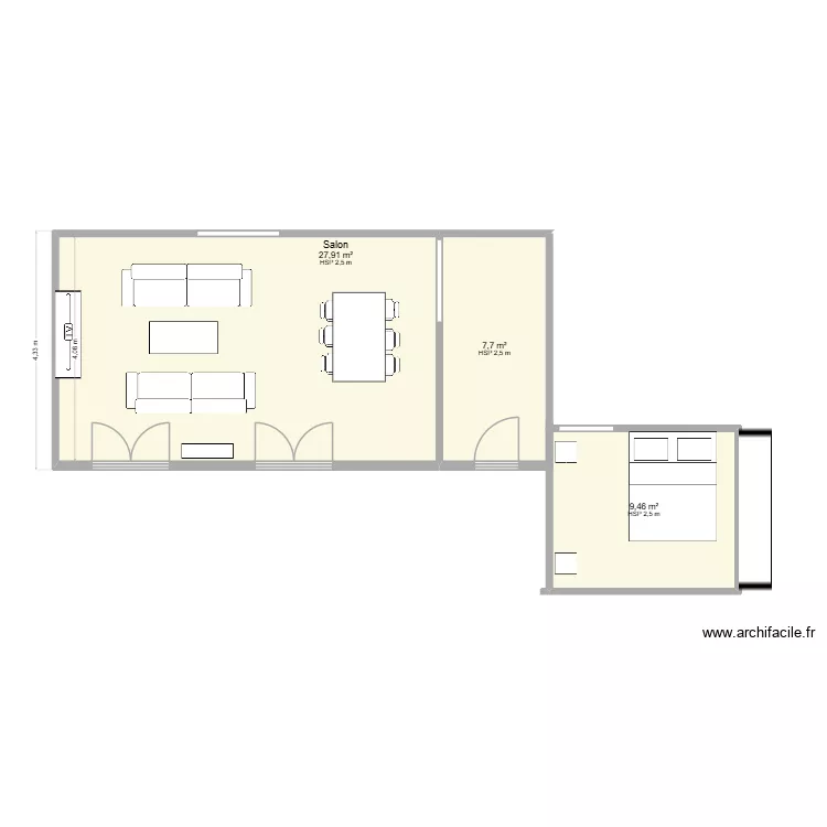 plan brugieres. Plan de 3  et 45 m²