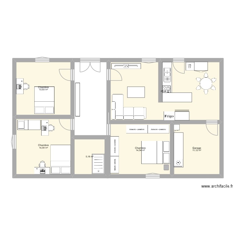 DOUDOU RENO. Plan de 6 pièces et 89 m2