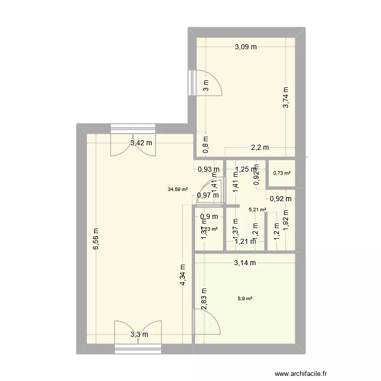 mika01. Plan de 5  et 51 m²