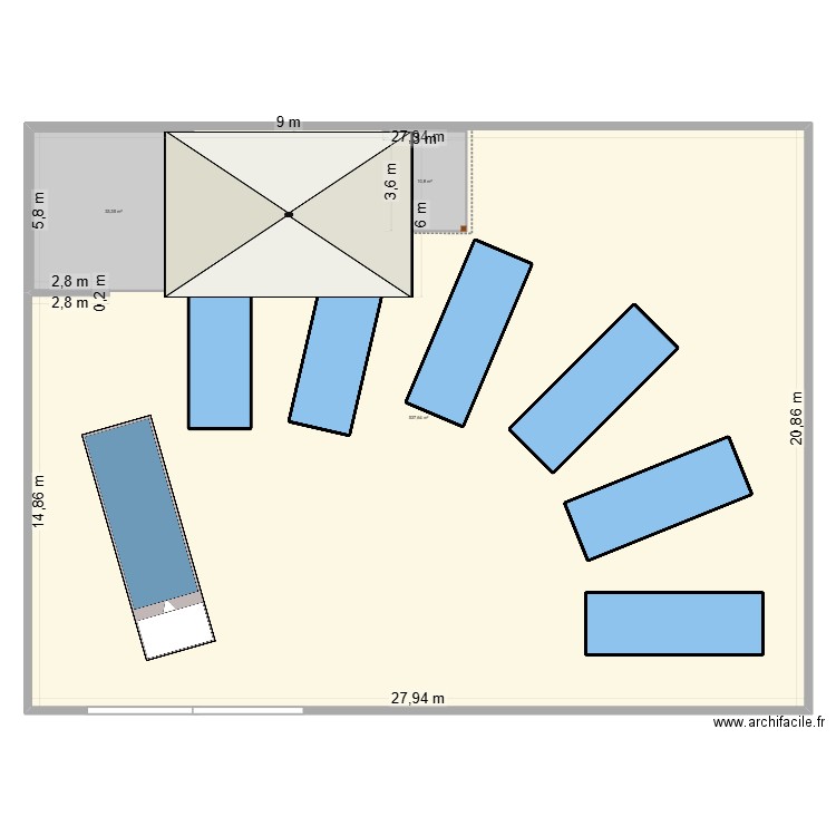 bennes 1 Abris 9x6. Plan de 3 pièces et 626 m2