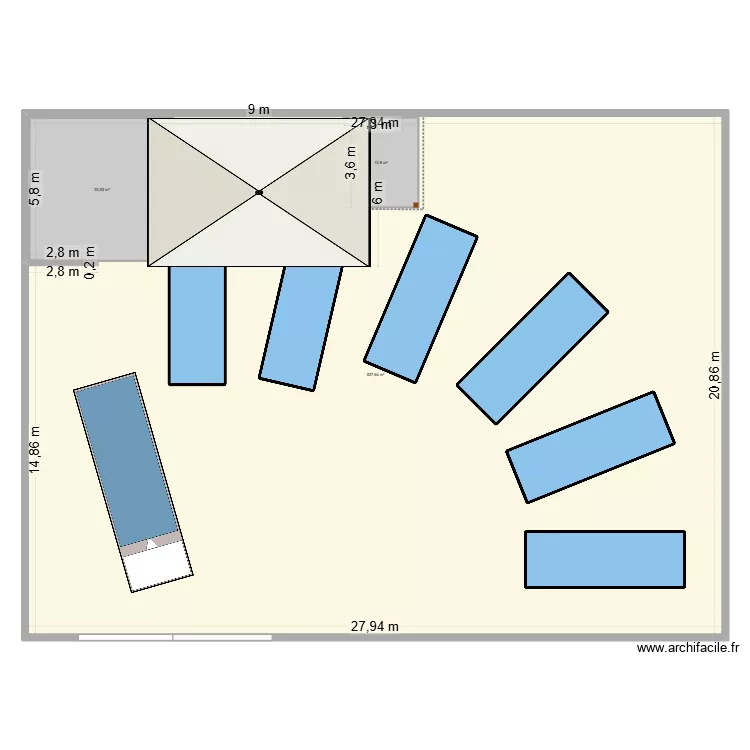 bennes 1 Abris 9x6. Plan de 