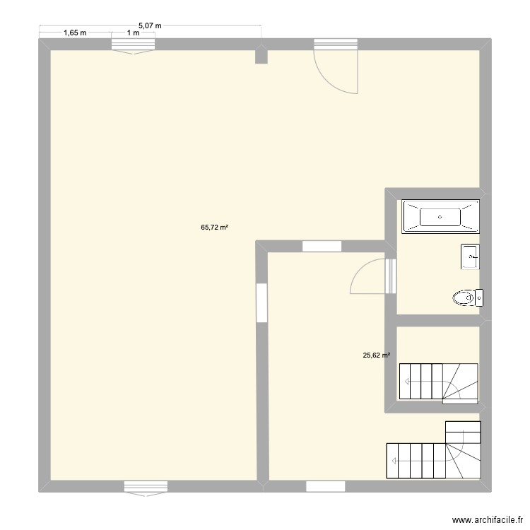 maison. Plan de 2 pièces et 91 m2