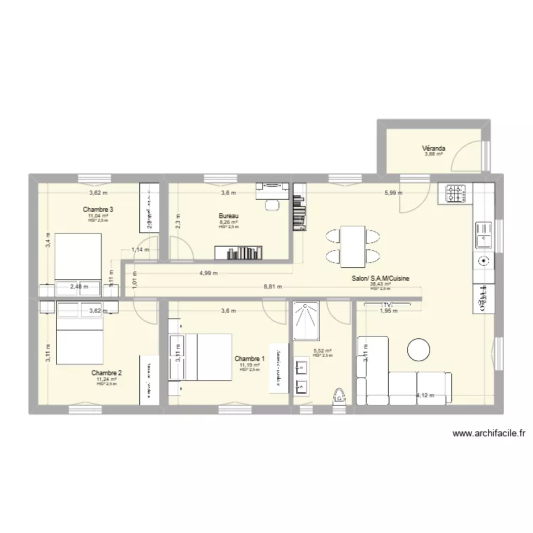 Maison 2 sans &eacute;tage 2. Plan de 