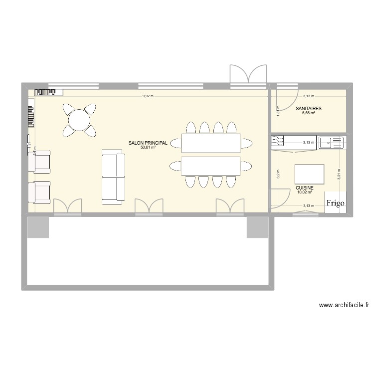 PASA. Plan de 4 pièces et 104 m2