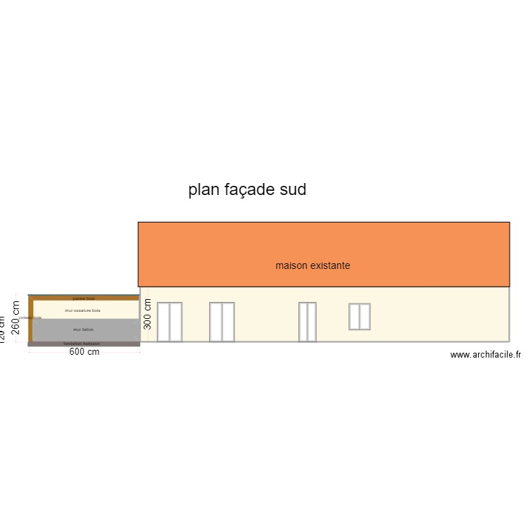 plan facade sud 12. Plan de 3 pièces et 76 m2